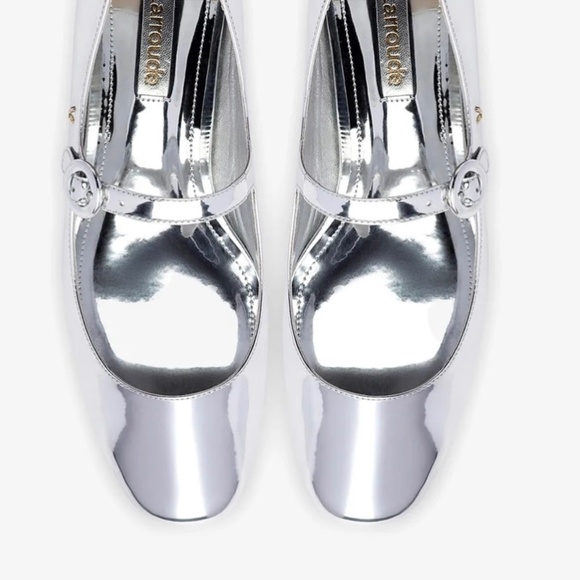 Larroudé Blair Flat in Silver Specchio - Picture 3 of 3